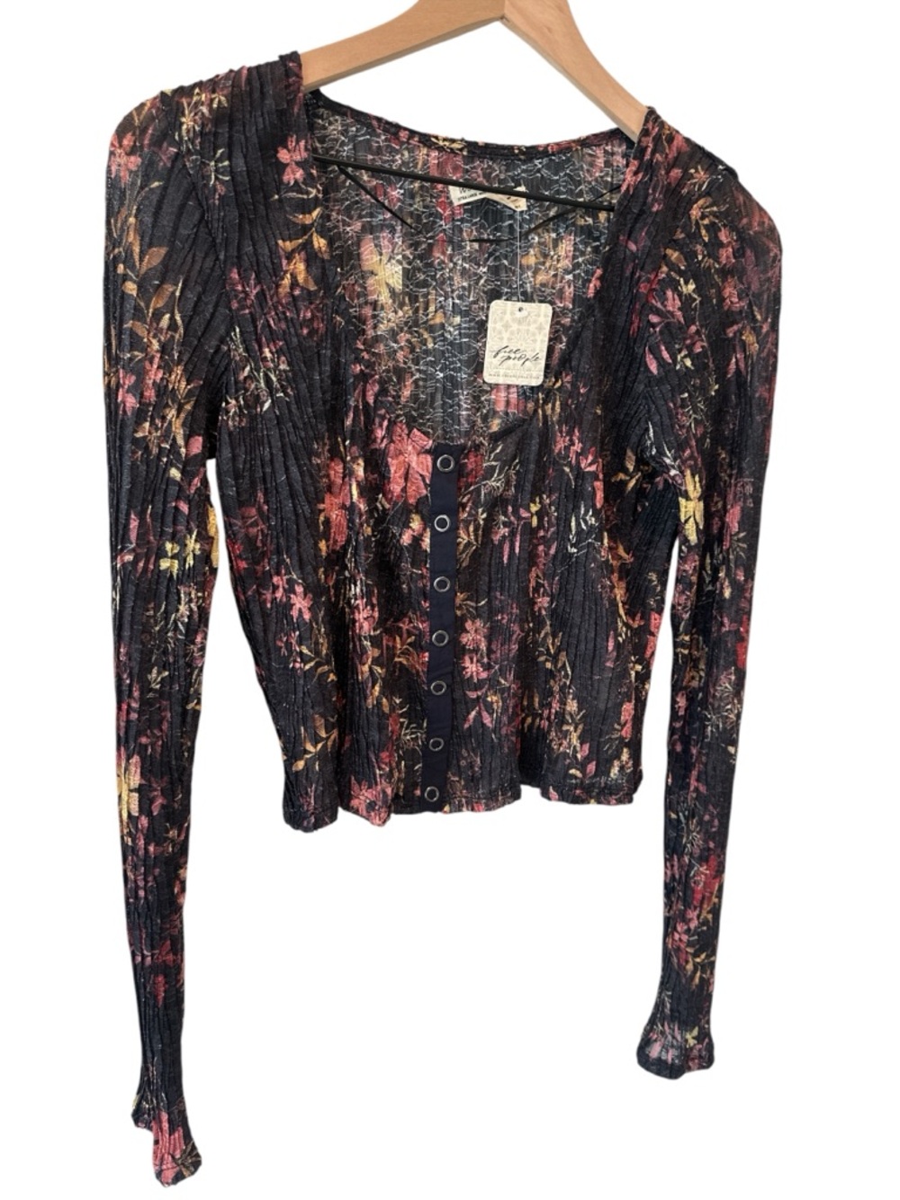 NWT Free People Women's Angelina Cropped Top Dark Combo - Picture 8 of 11